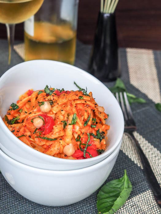 creamy with chickpeas, tomatoes and pumpkin. 