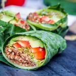 Raw vegan recipes are perfect when you want to eat healthy and detox your body from heavy meals or processed food. These collard wraps are going to be your new favorite healthy lunch. Ready in minutes and bursting with flavors from the avocados, red pepper, alfalfa, pecans and tamari mix. Gluten Free & Paleo too.