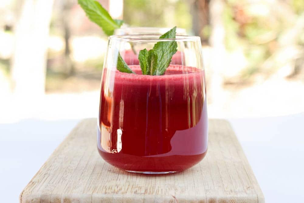 Carrot Beetroot juice garnished with mint