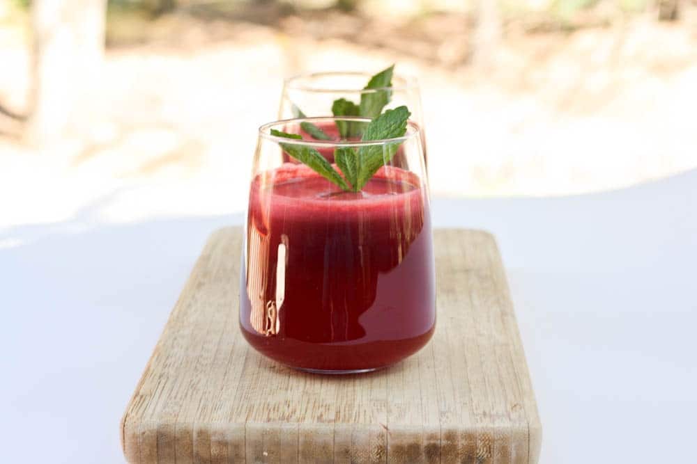 two glasses of carrot beetroot juice