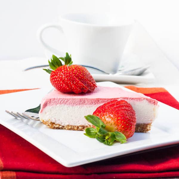 vegan cheesecake with strawberries