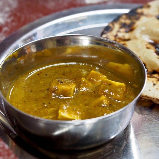 Palak Paneer served in small bowls