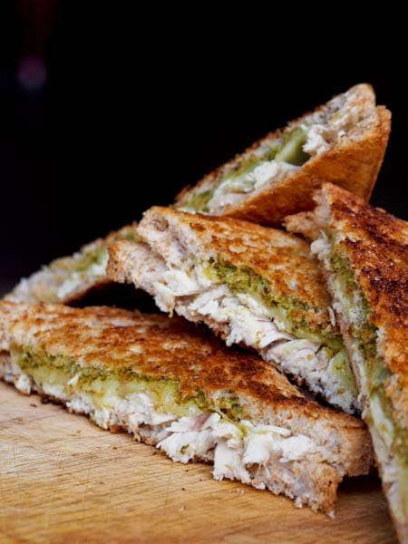 Chicken Pesto Panini with Cheese and Mayonnaise