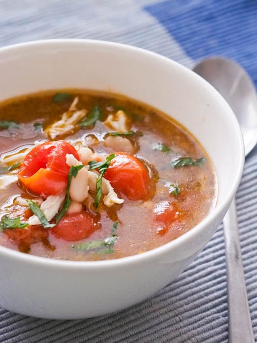 Tomato Chicken Soup with WHite Beans