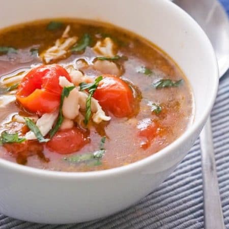 Tomato Chicken Soup with White Beans and Basil {GF, DF}