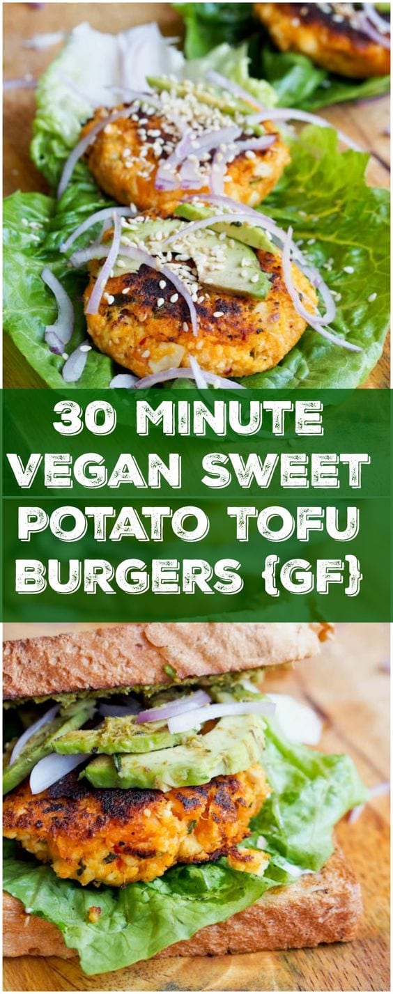 Tofu Burger Recipe with Sweet Potatoes {Vegan}