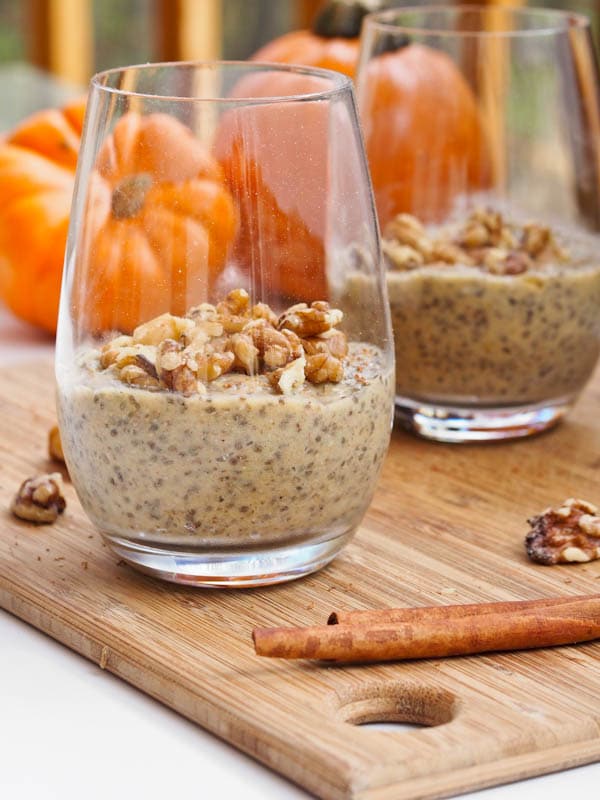 Pumpkin Chia Pudding served in glasses