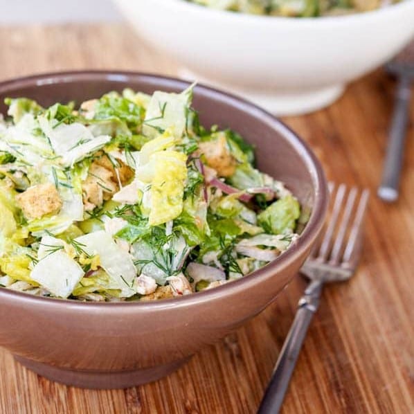 Chicken Romaine Salad with Croutons {Gluten-Free, Dairy-Free}