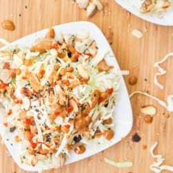 Asian Cabbage and Chicken Salad with Creamy Tahini Dressing
