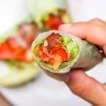 BLT Summer Roll Recipe - The classic BLT reconstructed and offered in new form -- in a Summer Roll recipe with Avocado - these are made with only six ingredients and 30 minutes and make for the perfect appetizer, lunch or light dinner. No bread to distract you from the full flavors of the real stars in the standard sandwich. Low carb, paleo, dairy free and gluten free.