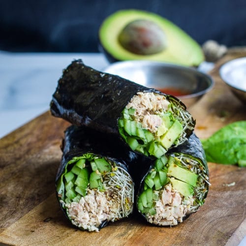 Nori Wraps with Paleo Tuna Salad, & Avocado {Gluten Free, Dairy Free Paleo}