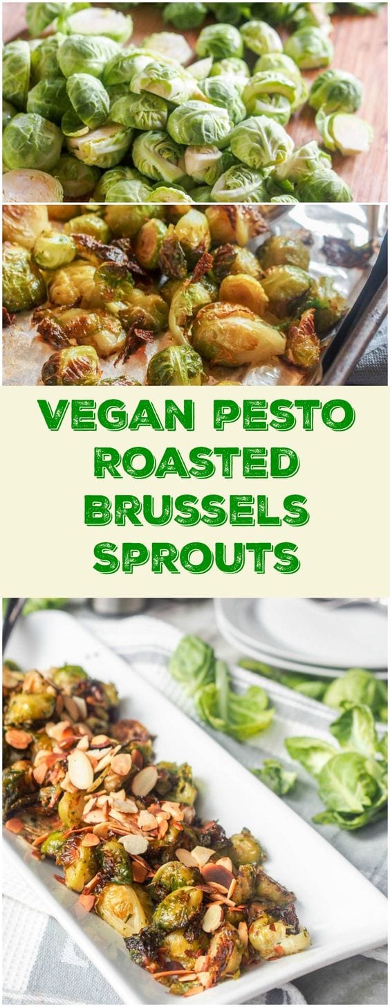 Pesto Brussel Sprouts Roasted Recipe {Vegan, Gluten-Free}