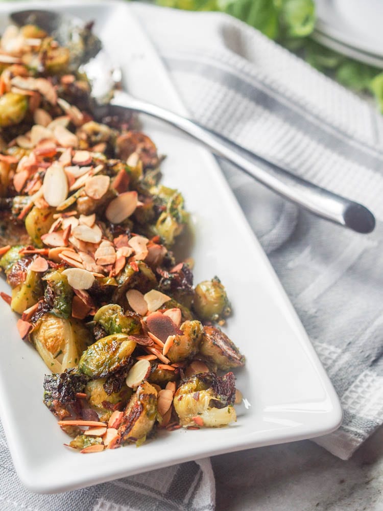 Vegan Roasted Pesto Brussel Sprouts ready to eat
