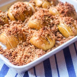 6 ingredient hasselback baked apples make for a simple yet delicious dessert. Gluten Free and Dairy Free. Ready in 30 minutes. |avocadopesto.com
