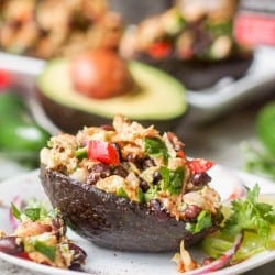 Skip the heavy mayo and make mexican tuna salad with avocado instead. 10 ingredients tons of flavor. A perfect quick lunch or weeknight dinner. Gluten Free and Dairy Free. | avocadopesto.com