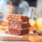 This 7 ingredient vegan apricot walnut energy bars recipe is packed full of healthy vitamins and nutrients. Perfect for taking with you on the go or as a quick breakfast or afternoon snack. Ready in 20 minutes. Gluten Free. | avocadopesto.com