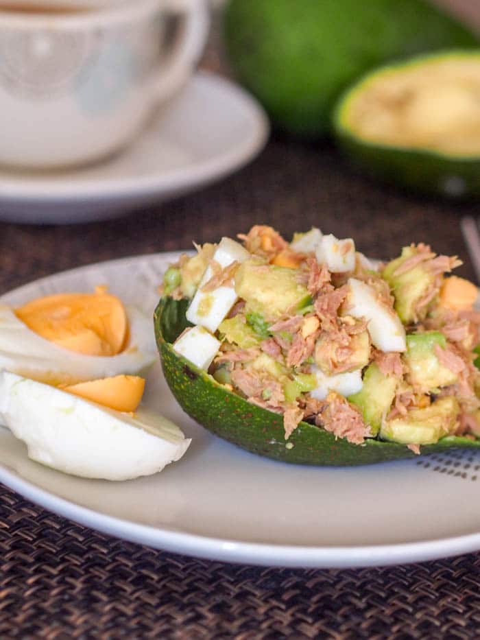Healthy tuna salad with avocado and egg