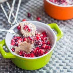 A super creamy and light vegan, gluten-free and refined sugar free dessert - pomegranate and coconut chia pudding. Naturally sweetened and ready in minutes. A guilt free dessert, packed full of hidden nutrients. My new FAVORITE dessert! | avocadopesto.com