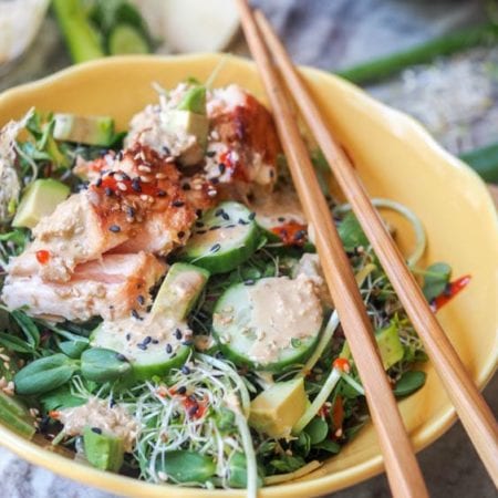 Asian Salmon Salad with Sesame Ginger Dressing {Gluten-Free}