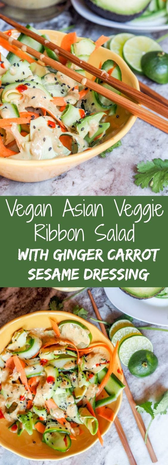 Asian Carrot Salad with Ginger Carrot Sesame Dressing {GF, Vegan}