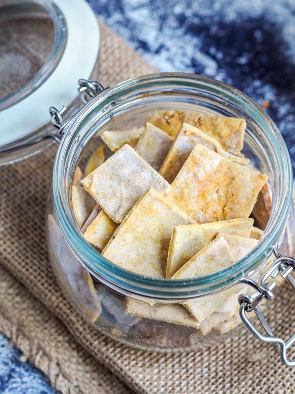 Gluten Free Crackers with Pumpkin in a large glass jar