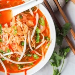 A 30 minute hearty Korean soup made with cabbage, kimchi and chicken. Super fragrant and packed full of spice and flavor. Gluten Free and Dairy Free. | avocadopesto.com