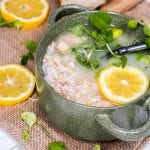 Lemon rice soup comes together in less than 30 minutes and only requires 4 ingredients + a secret ingredient to make a super flavorful quick home made broth. A healthy gluten-free and dairy-free lunch doesn't get easier than this.