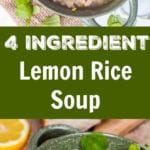 Lemon rice soup comes together in less than 30 minutes and only requires 4 ingredients + a secret ingredient to make a super flavorful quick home made broth. A healthy gluten-free and dairy-free lunch doesn't get easier than this