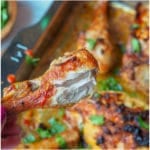 5 ingredient Sriracha chicken makes for the easiest and best home cooked dinner. Marinade of mayo, Sriracha, ginger and garlic guarantee for super moist meat every single time! Gluten Free and Dairy Free. 