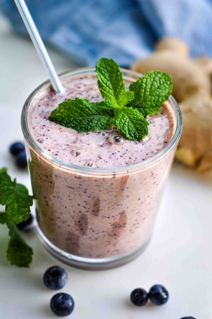 47. Blueberry Smoothie with Ginger & Kefir (immune boosting!)